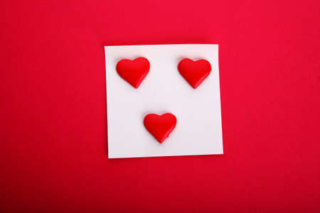 Post-it notes with the symbol of the heart, valentine