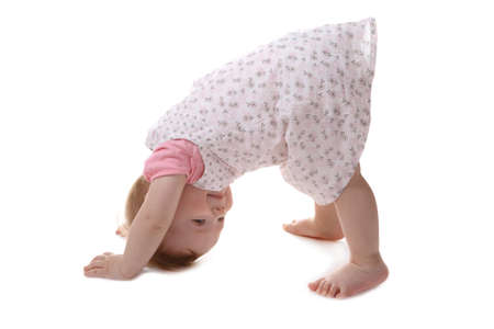 portrait of a young girl on a white backgroundの写真素材