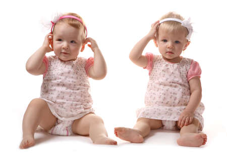 portrait of a young girl on a white backgroundの写真素材