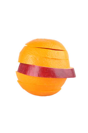 sliced apple and orange slicesの写真素材