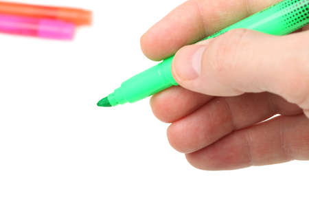 colorful markers isolated on a white backgroundの写真素材