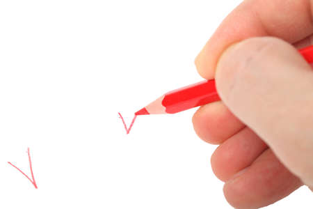 red pencils isolated on a white backgroundの写真素材