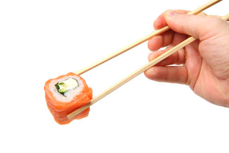Rolls Japanese food isolated on white backgroundの写真素材
