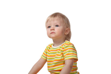 cheerful child isolated on white backgroundの写真素材