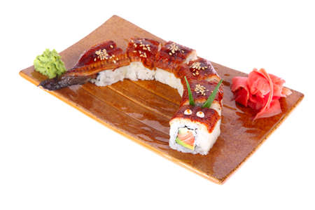 Rolls Japanese food isolated on white backgroundの写真素材