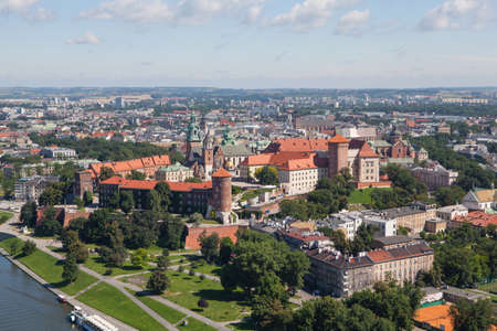 Polish city of Krakow, the view from the heights of the Wawel Castleの写真素材