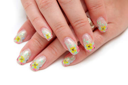 Women's hands with a nice manicureの写真素材