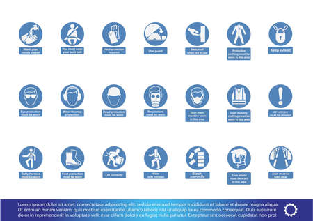 Mandatory signs , Construction health and safety sign used in industrial applications.のイラスト素材