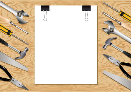 tools on a wooden backgroundのイラスト素材