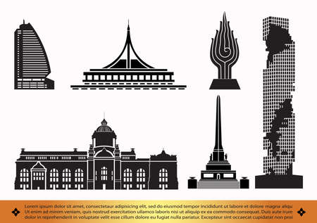 Silhouette icon of Bangkok city landmarkのイラスト素材