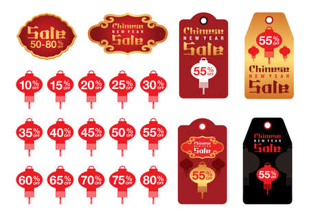 Chinese New Year Sale Tag and labelのイラスト素材