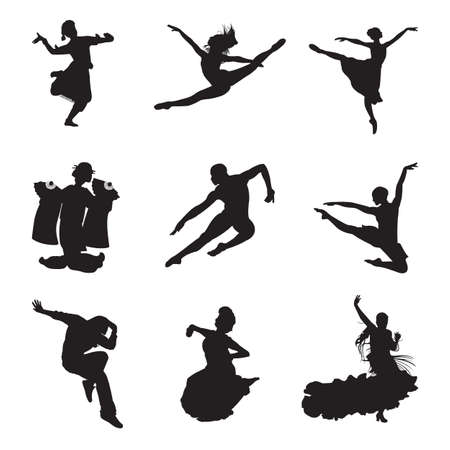 Silhouettes of dancerのイラスト素材