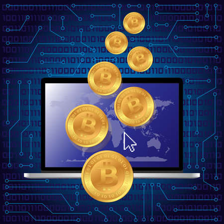 Golden bitcoin money backgroundのイラスト素材