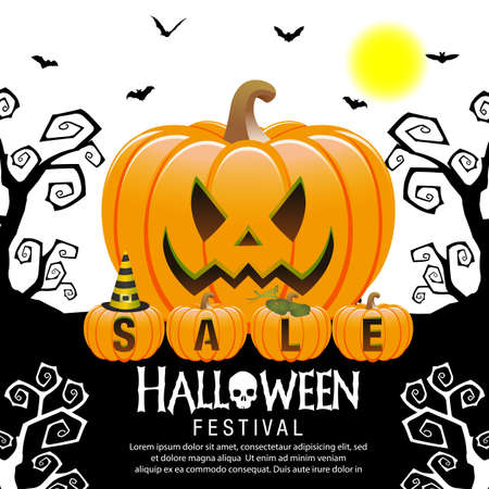 Halloween sale offer poster design conceptのイラスト素材
