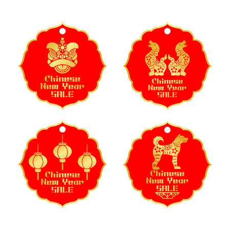 Chinese New Year sale label tags.のイラスト素材