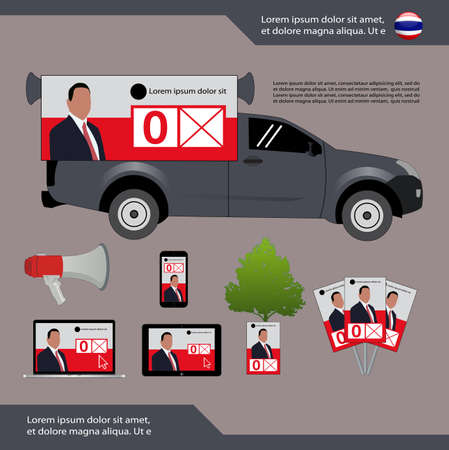 political party media campaign Vector Illustration, Thai General Election  - Thailandのイラスト素材