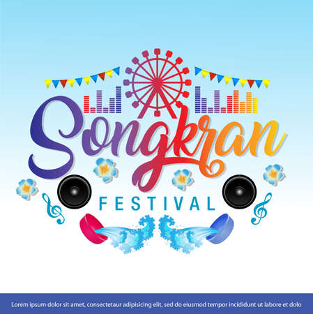 Vector illustration of  Songkran festival in Thailand bannerのイラスト素材