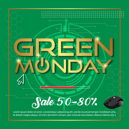 Green Monday Sale background. Green Monday sale banner design. vector illustrationのイラスト素材