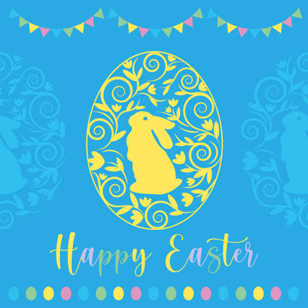 vector illustration of happy easter banner, Colorful Happy Easter greeting cardのイラスト素材