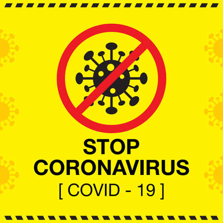 Stop Coronavirus or Covid-19 banner with coronavirus icon and stop sign symbolのイラスト素材