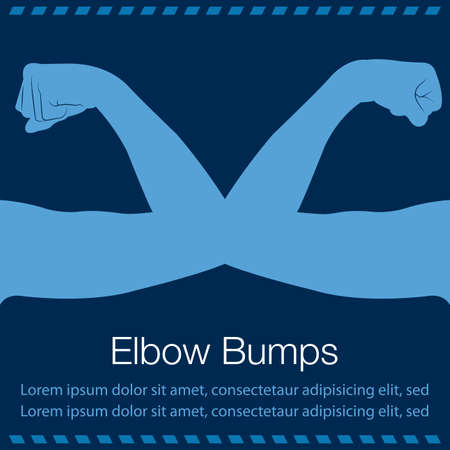 Elbow bump, informal greeting where two people touch elbows. Vector illustration in flat styleのイラスト素材