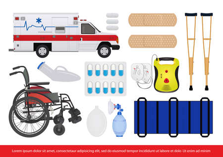 medical healthcare tools and equipment vector imageのイラスト素材