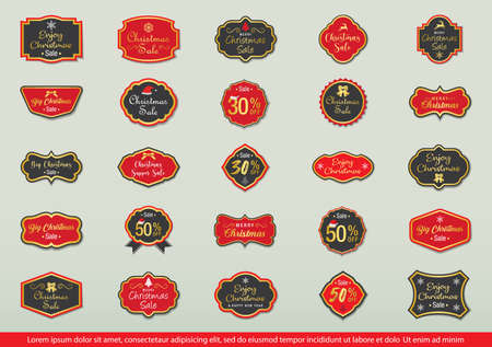 Collection of Christmas sale sticker, labels and frames. Vector Illustrationのイラスト素材