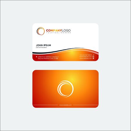 Modern business card template design. With inspiration from the abstract.Contact card for company. Two sided black and white . Vector illustration.  Cのイラスト素材