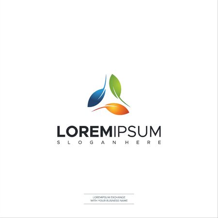 Natural Colour in Tri icon leaf abstract logo design templates emblems icon for holistic medicine centers Symbols, Icon Vector Illustrationのイラスト素材