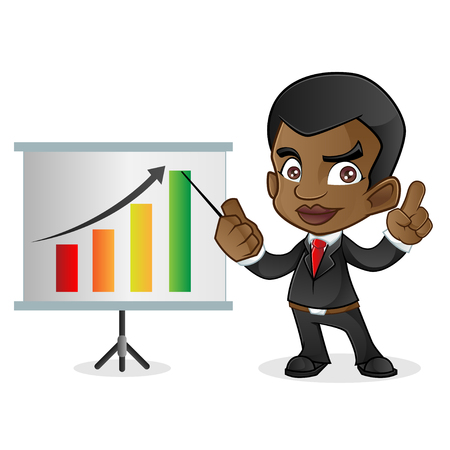 Black Business Man Doing Presentationのイラスト素材