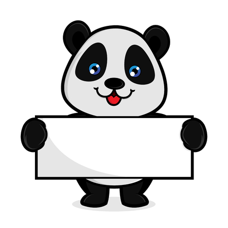 Panda hold blank sign isolated in white backgroundのイラスト素材