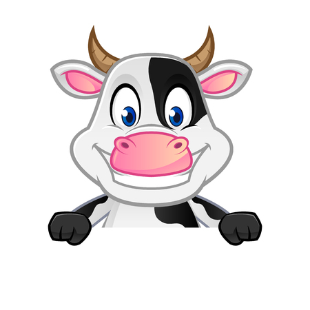 Cow holding blank signのイラスト素材