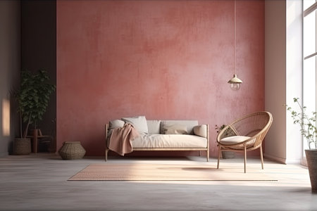 interior with sofa and coffee table 3d render illustration mock upの素材