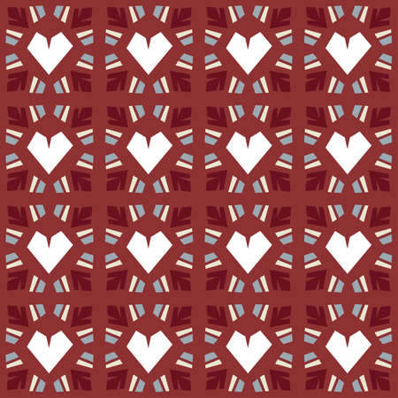 Seamless vector pattern heart tile and grid backgroundのイラスト素材
