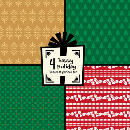 Abstract seamless  pattern set happy holiday collectionのイラスト素材