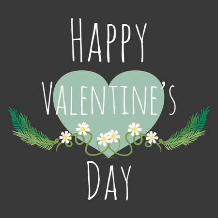 Happy Valentine's day vector greeting card with heart on black background.のイラスト素材