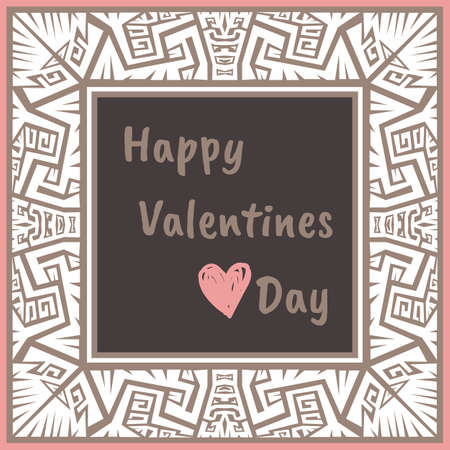 Abstract vector tribal ethnic style frame .Valentine card.のイラスト素材