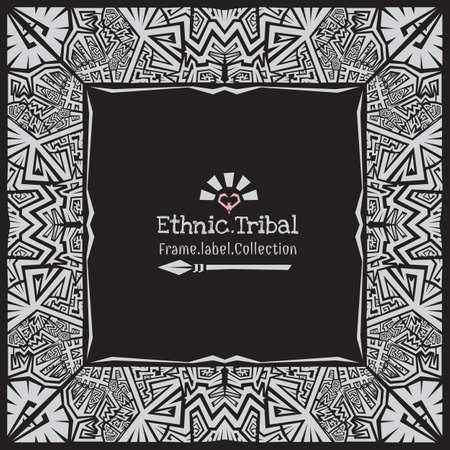 Abstract vector tribal ethnic style frame .のイラスト素材
