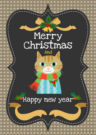 Merry Christmas and Happy New Year invitation cardのイラスト素材