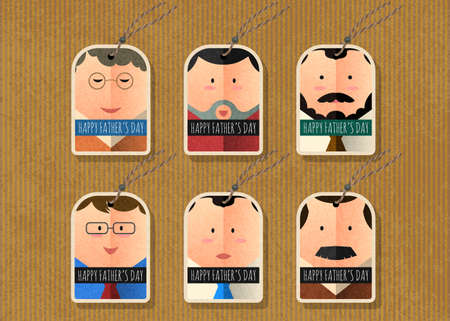 Happy father's day vector tag simple character collection,happy father's day cartoon tag set.のイラスト素材