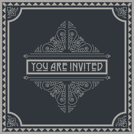 Vintage and retro vector  invitation ,classic frame template.のイラスト素材