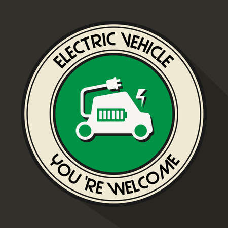 Electric vehicle emblem,Electric vehicle flat design .のイラスト素材