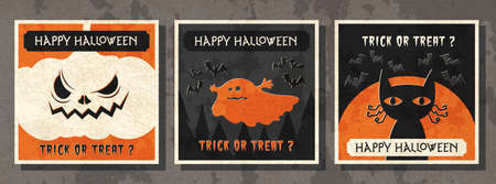 Happy halloween vector banner, happy halloween illustration greeting card .のイラスト素材