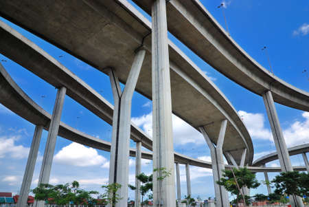 The curve of suspension bridge in Thailandの写真素材
