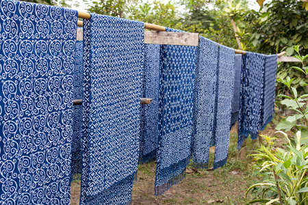 Cotton fabrics dye indigo color in different pattern
