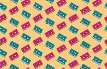 Seamless audio cassette patternのイラスト素材