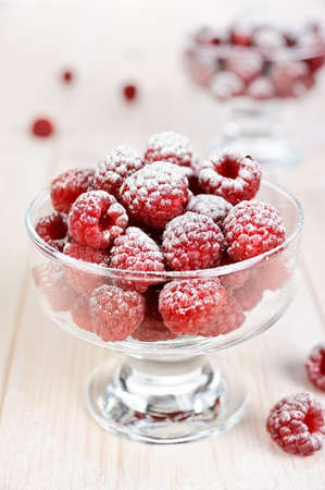 Strawberry with powdered sudar in the glass bowlの写真素材
