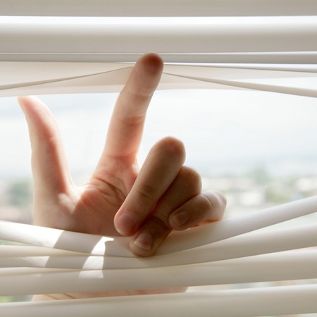 hand opening blindsの写真素材