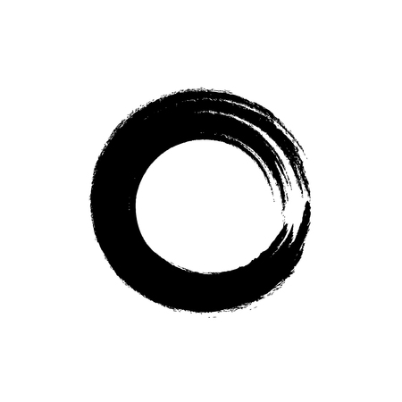 Vector Illustration Black Enso Circle Icon, Roud Shape Brush Stroke, Zen Symbol.のイラスト素材