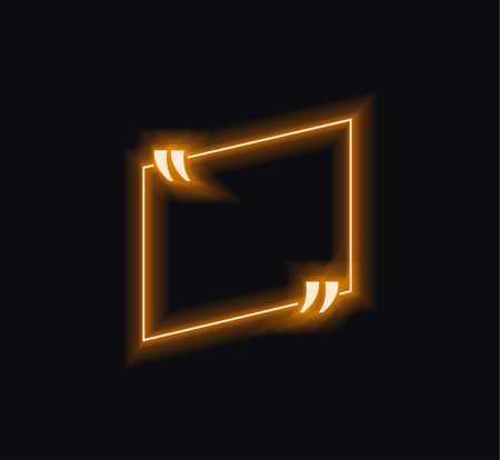 Vector Glowing Quote Frame Template, Orange Shining Lines on Black Background.のイラスト素材